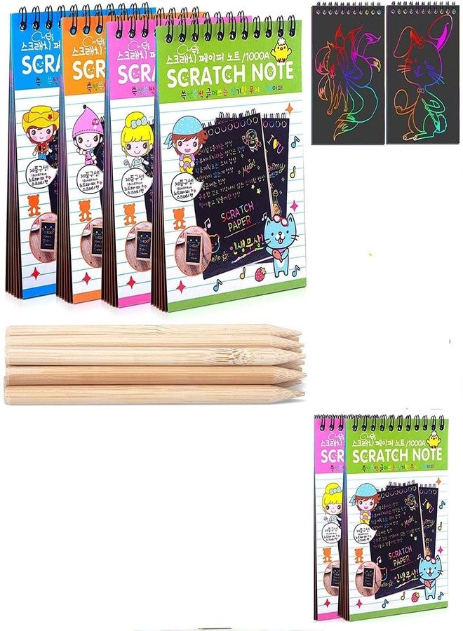KRAFTMASTERS®A6 Drawing Book 10 Pages Rainbow Scratch Paper Notes Scratch Art Activity Books Scratch Magic Doodle Note Pad for Kids Arts and Crafts Perfect Travel Activity (Pack of 4) - Image 1